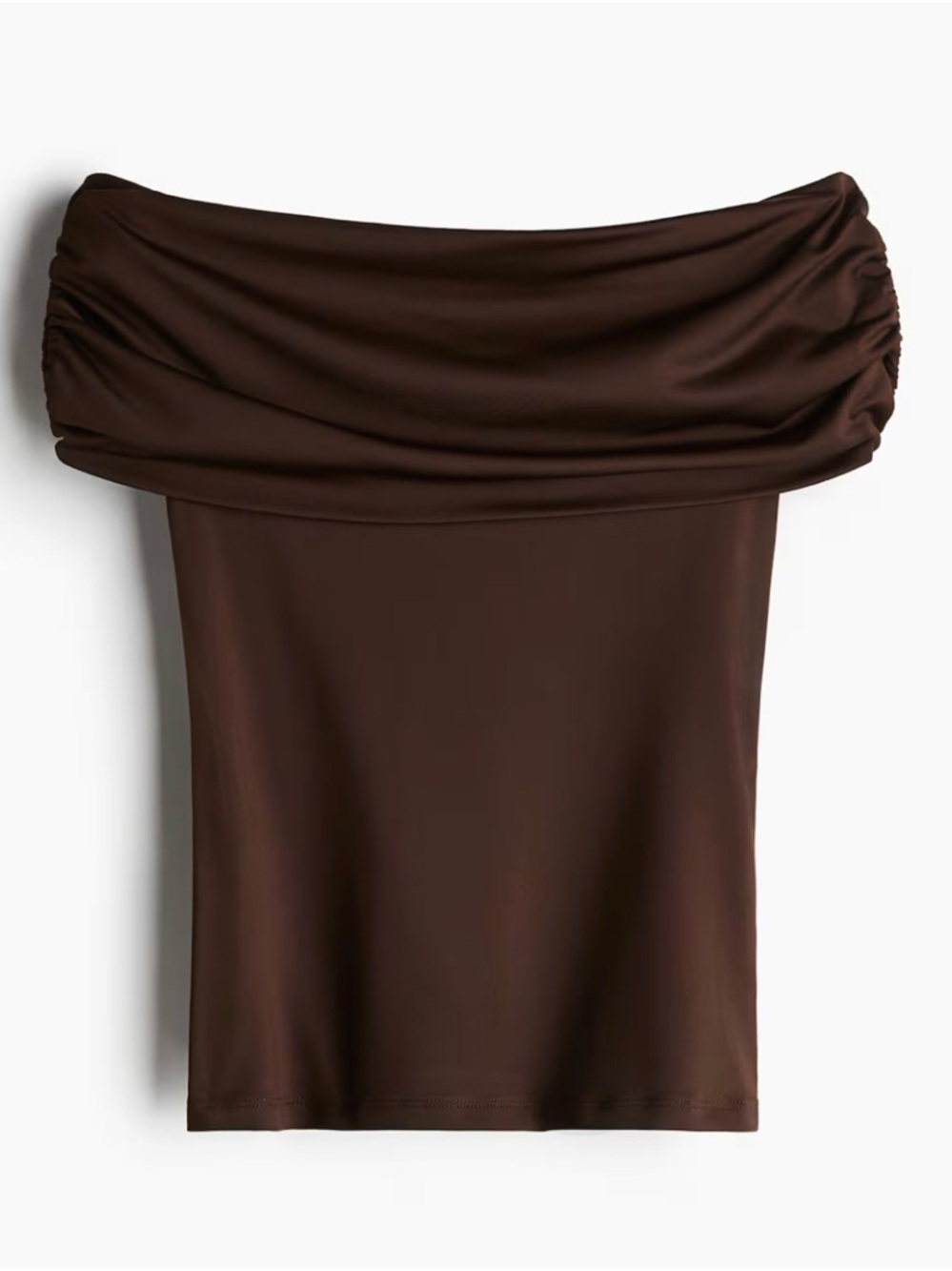 H&M Divided Off-Shoulder Foldover Top in Dark Brown